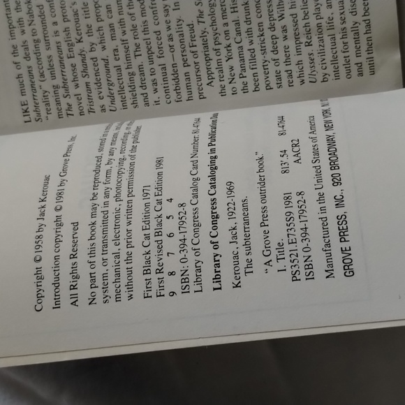 1st/THE SUBTERRANEANS by JACK KEROUAC 1981 VINTAGE PB BOOK GROVE PRESS BLACK CAT - Picture 7 of 10